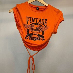 Windsor Graphic tie open back crop top